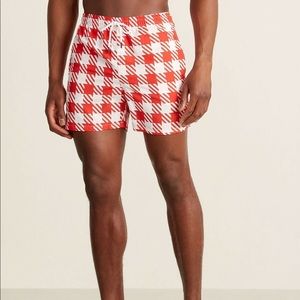 Solid & Striped Hot Lava Gingham Swim Shorts, Sz L
